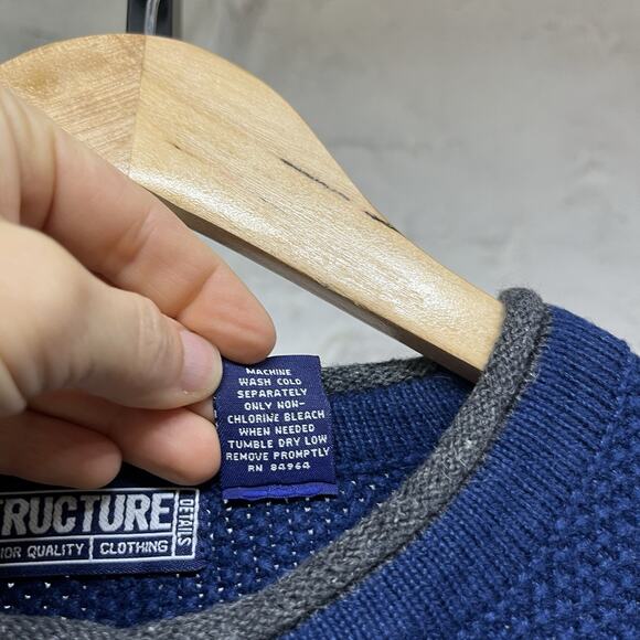 Structure Roll neck Sweater Cotton Ramie Textured Fisherman Boxy Vintage 90s y2k - Picture 6 of 6